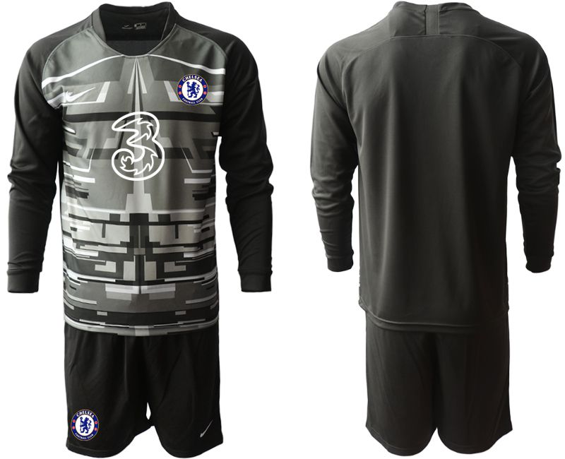 Men 2020-2021 club Chelsea black long sleeve goalkeeper Soccer Jerseys->chelsea jersey->Soccer Club Jersey